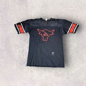 Vintage 90s The Rock WWF Attitude #1 Football Jersey Black Red Size L Rare